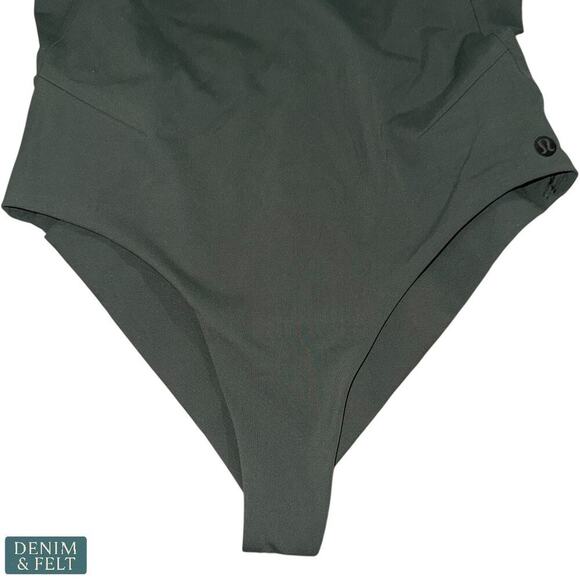 Lululemon Lab Asymmetrical One-Shoulder Bodysuit Full-On Luxtreme Green Sz 6 - Picture 7 of 12